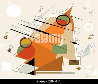 composizione astratta, forme colorate fantasia, verde, marrone, arancione su sfondo beige Illustrazione Vettoriale