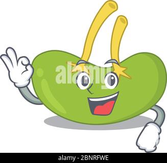 Stile mascotte milza che mostra un dito gesto OK Illustrazione Vettoriale