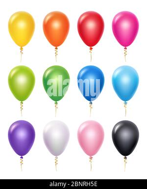 Palloncino colorato. Festa di compleanno decorazione vettore 3d palloncini realistici Illustrazione Vettoriale