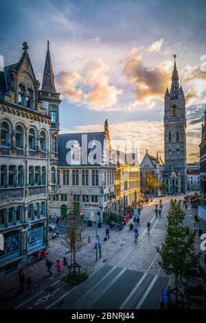 Europa, Belgio, Gand, città, centro, città vecchia, Belfortstraat, Belfort Foto Stock