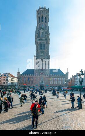 Europa, Belgio, Bruges, città, città vecchia, Belfort, mercato Foto Stock