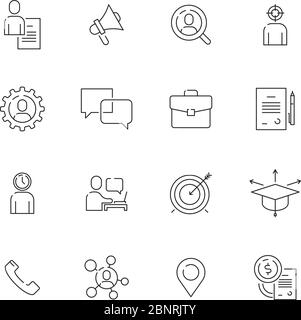 Icona di caccia alla testa. Lavoro professionale top manager lavoro personale ce vettore simboli di linea sottile Illustrazione Vettoriale