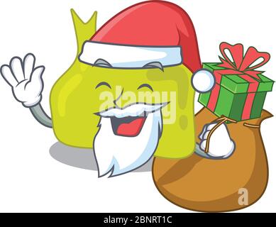 Disegno di cartone animato di Santa pituitaria che ha regalo di Natale Illustrazione Vettoriale