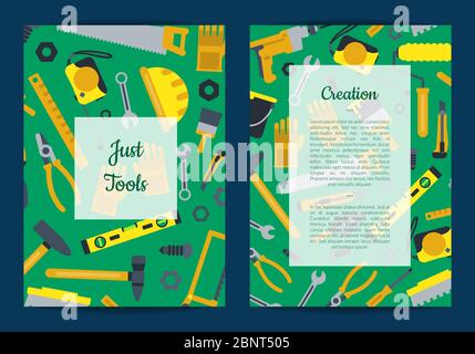 Illustrazione di una scheda di strumenti per costruzioni piatte o di un modello di volantino Vector Illustrazione Vettoriale