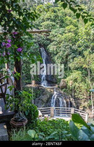 Cascata Layana a Ubud. Gianyar, Bali, Indonesia. Immagine verticale. Foto Stock