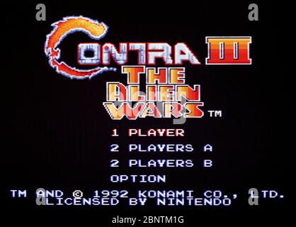 Contra III 3 The Alien Wars - SNES Super Nintendo - solo per uso editoriale Foto Stock