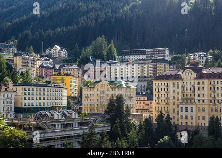Bad Gastein, Austria - 20 giugno 2018: Vista di Bad Gastein in un giorno estivo Foto Stock