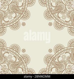 Cornice angoli floreali paisley boho indiano. Illustrazione vettoriale Illustrazione Vettoriale