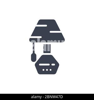 Illustrazione vettoriale di un'icona o logo di una lampada da tavolo con colore nero e stile di disegno glifo Illustrazione Vettoriale