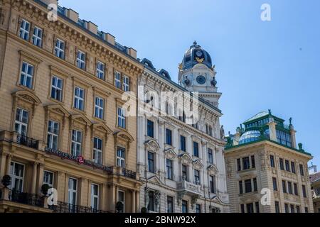 Vienna, Austria - 18 giugno 2018: Vista della città vecchia di Vienna in un giorno di sole Foto Stock