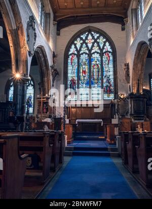 Interno della chiesa di St Olaves una piccola chiesa medievale a Londra, Regno Unito. Foto Stock