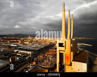 Centrale di Badalona e Sant Adria de Besos a Barcellona, Spagna Foto Stock