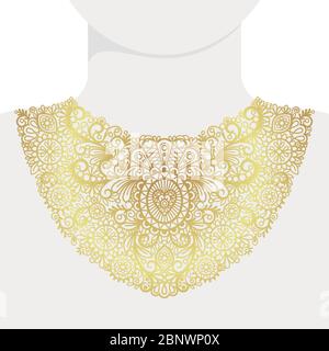 Stampa decorativa di moda con collo dorato, illustrazione vettoriale Illustrazione Vettoriale
