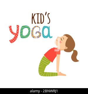 Yoga bambini design isolato logo. Illustrazione vettoriale Illustrazione Vettoriale