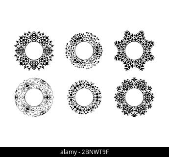 Serie di cornici cirulari ornamentali nere. Illustrazione vettoriale Illustrazione Vettoriale