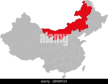 Provincia nei mongol evidenziata sulla mappa della cina. Sfondo grigio. Perfetto per concetti aziendali, sfondi, sfondo, poster, adesivi, banner, etichetta An Illustrazione Vettoriale