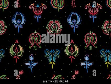 Modello astratto di paisley etnico senza giunture. Design decorativo, pronto per stampe tessili. Foto Stock