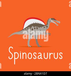 Dinosauro Spinosaurus carta colorata per bambini che giocano illustrazione vettoriale Illustrazione Vettoriale