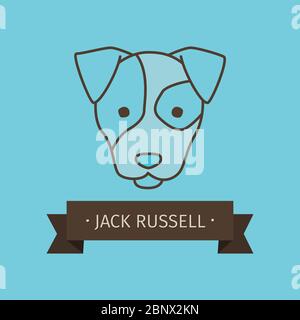 Jack russel razza cane per il logo di progettazione. Testa del cane disegnata a mano con colore vettoriale Illustrazione Vettoriale