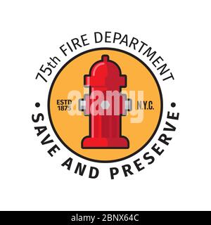 Badge del reparto antincendio con salvataggio e conservazione del testo. Illustrazione vettoriale Illustrazione Vettoriale