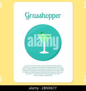 Menu cocktail Grasshopper o sticker.Party drink in cerchio icona illustrazione vettoriale Illustrazione Vettoriale