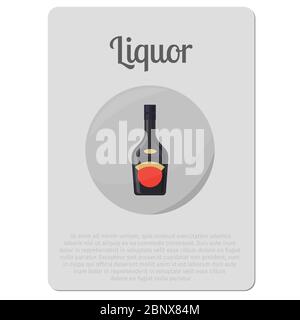 Alcool liquore. Adesivo con flacone e descrizione illustrazione vettoriale Illustrazione Vettoriale