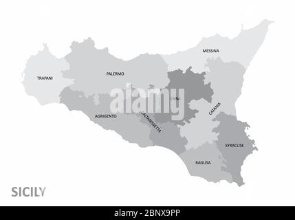 Mappa della regione Sicilia Illustrazione Vettoriale