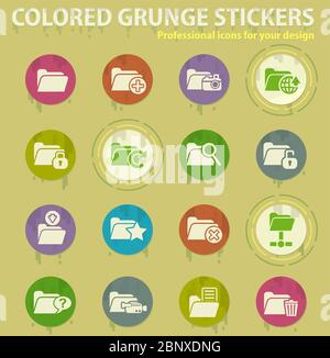 insieme dell'icona di cartella Illustrazione Vettoriale