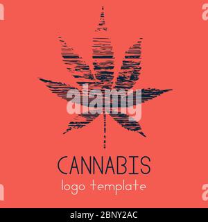 Logo marijuana. Cannabis in uno stile semplice e moderno. Illustrazione Vettoriale