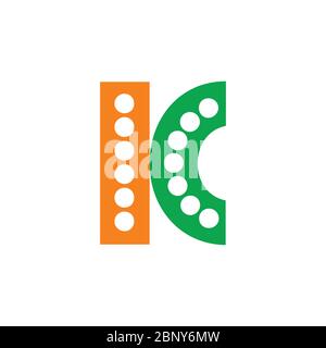 letters kc colorful dot design logo vettoriale Illustrazione Vettoriale