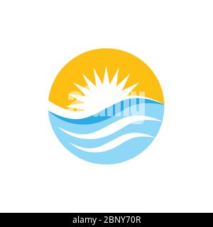 Sun onde cerchio colorato vettore logo Illustrazione Vettoriale