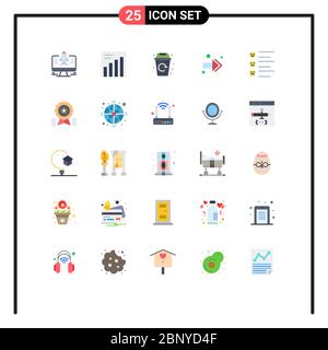 25 colori piatti vettoriali tematici e simboli editabili di premio, emoji, stato, testo, formato elementi di disegno vettoriale editabili Illustrazione Vettoriale