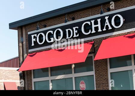 Un cartello con il logo all'esterno di un ristorante Fogo de Chao situato a King of Prussia, Pennsylvania, il 4 maggio 2020. Foto Stock