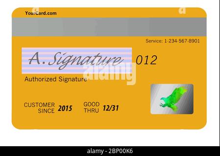 Ecco il retro, obverse, lato di una generica carta di credito isolato su uno sfondo bianco. Si tratta di un'immagine vettoriale. Illustrazione Vettoriale