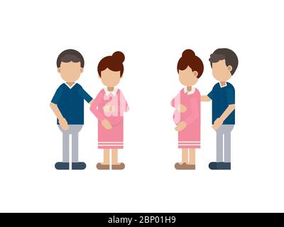 Donna incinta con il marito caratteri disegno piatto illustrazione vettoriale Illustrazione Vettoriale