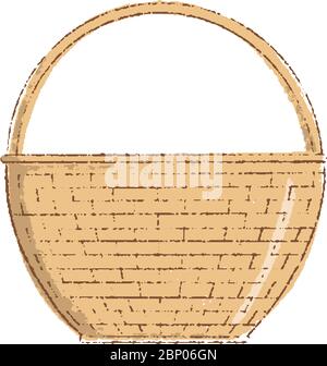 Vuoto vettore twiggen basket attrezzi da giardinaggio disegnati a mano, hobby primavera, Illustrazione Vettoriale