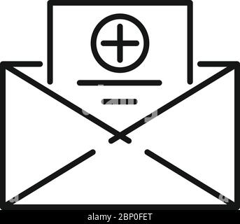 Icona della posta medica del medico. Contorno medico mail vettore icona per web design isolato su sfondo bianco Illustrazione Vettoriale