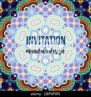 Scheda mandala invito universale in stile astratto, illustrazione vettoriale Illustrazione Vettoriale