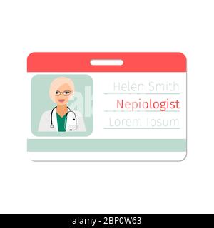 Modello di badge per specialista medico nepiologo per il design di giochi o l'industria della medicina. Illustrazione vettoriale Illustrazione Vettoriale