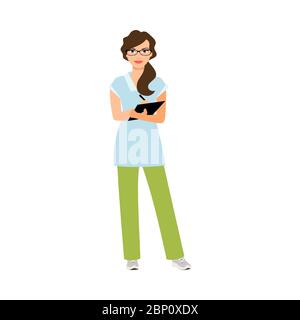 Cosmetologo medico specialista isolato vettore illustrazione su sfondo bianco Illustrazione Vettoriale