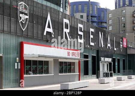 Emirates Stadium, sede dell'Arsenal, oggi avrebbe dovuto vedere l'Arsenal affrontare Watford in quella che sarebbe stata la loro ultima partita della Premier League della stagione 19/20. Foto Stock