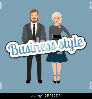 Stile retro vestito di moda coppia in stile business concetto vettoriale abbigliamento Illustrazione Vettoriale