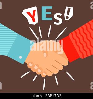Handshake diverse mani casual incontro, benvenuto o successo scuotendo segno illustrazione vettoriale Illustrazione Vettoriale