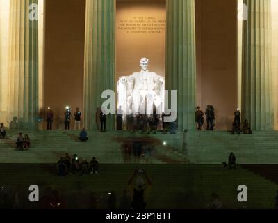 Lincoln Memorial esposizione lunga. Foto Stock