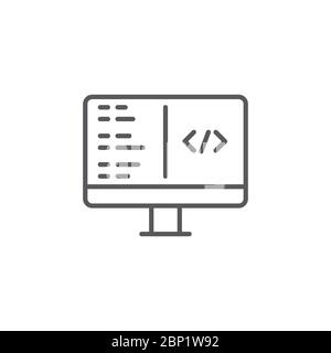 Simbolo dell'icona del vettore di programmazione del computer isolato su sfondo bianco Illustrazione Vettoriale