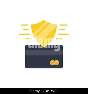 Simbolo dell'icona vettore di sicurezza della carta di credito isolato su sfondo bianco Illustrazione Vettoriale