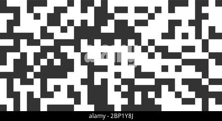 Pattern vettoriale senza giunture, imitazione del codice QR, per sfondo, banner, screen saver, design. Illustrazione vettoriale isolata su sfondo bianco per te Illustrazione Vettoriale