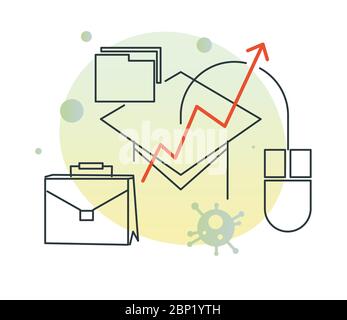 Impatto del coronavirus sul settore dell'istruzione online - icona come file EPS 10 Illustrazione Vettoriale