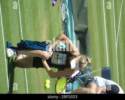 Elina Svitolina allenarsi/scaldare/allenarsi presso il Nature Valley Classic, Edgbaston, Birmingham, il 22 giugno 2018, quarto di finale giorno Foto Stock