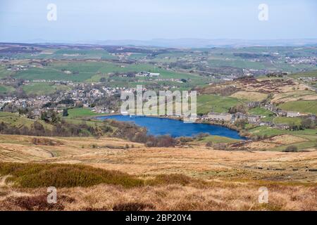 Leeming Reservoir, Near Oxenhope, Bradford, West Yorkshire, England, UK. Foto Stock